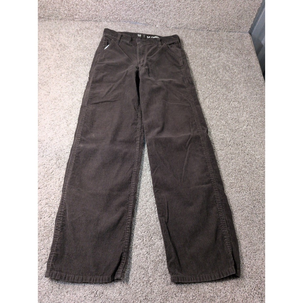 Gap Teen Brown Corduroy Carpenter Pants Wide Leg Size 14 Utility Workwear